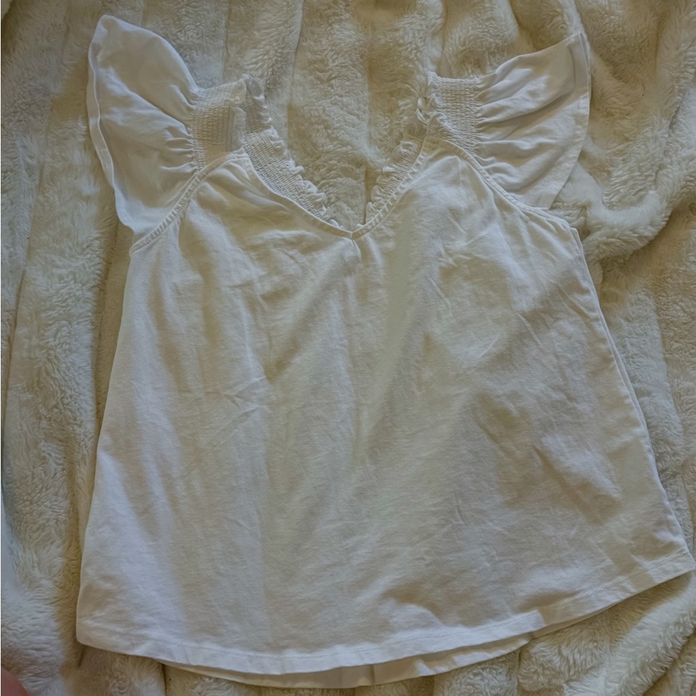 Wishlist White V-Neck Flutter Sleeve Top
